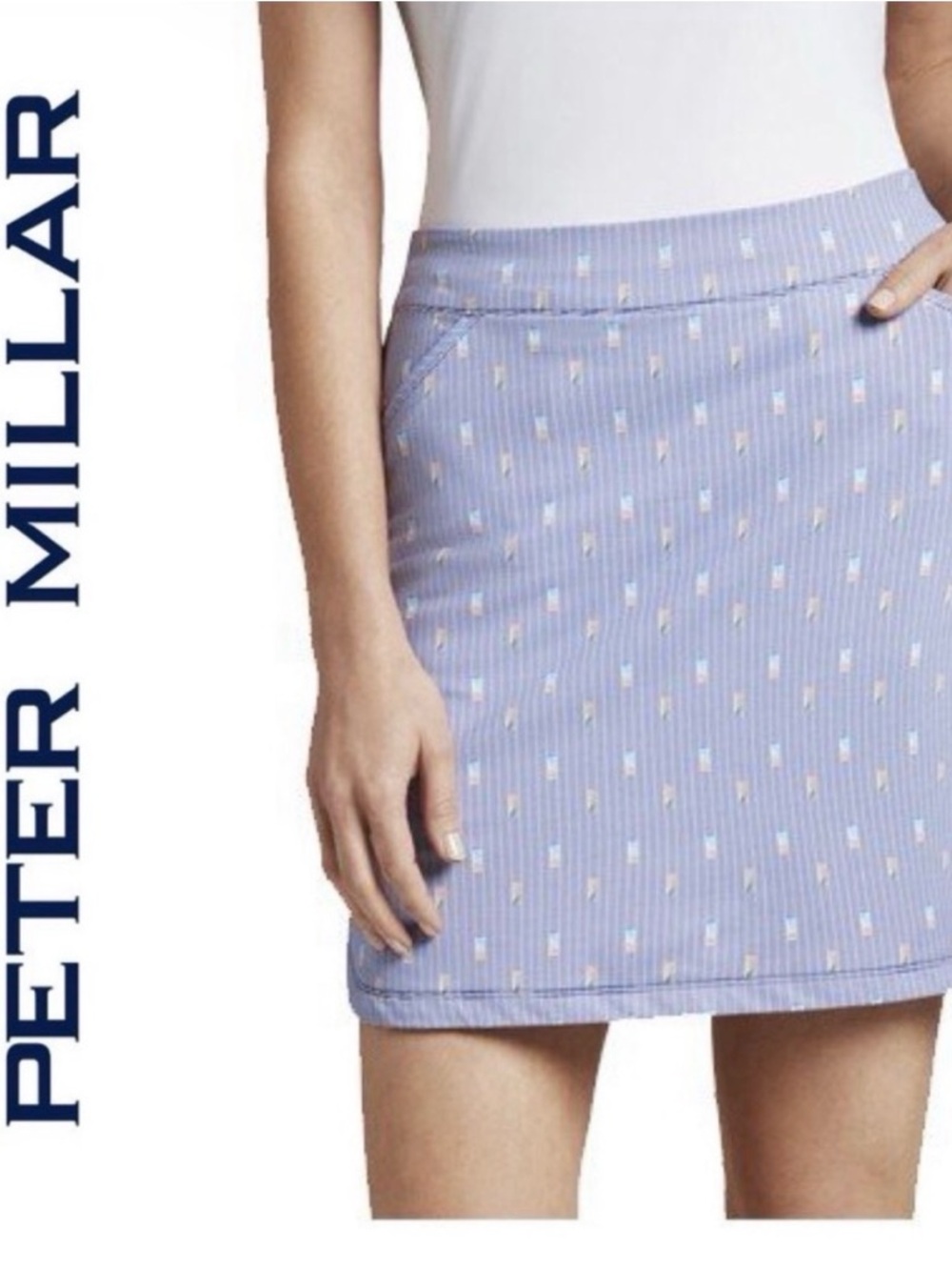 Peter Millar Light Blue Printed Mini Skort